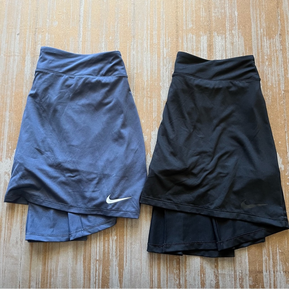 Nike Dry Knit 15” Skort Black Navy Golf Tennis Athleisure Lot of 2 Womens S